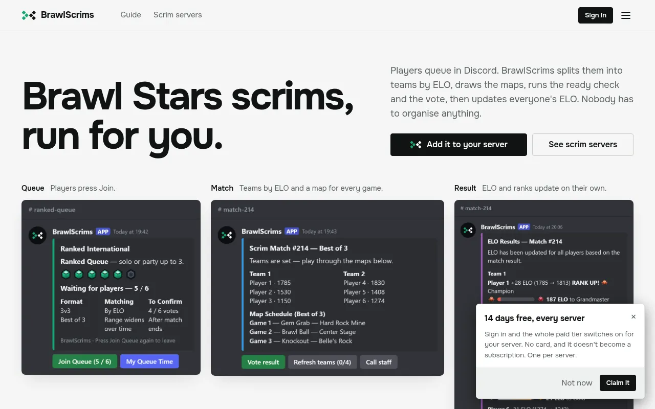 Screenshot of brawlscrims.net