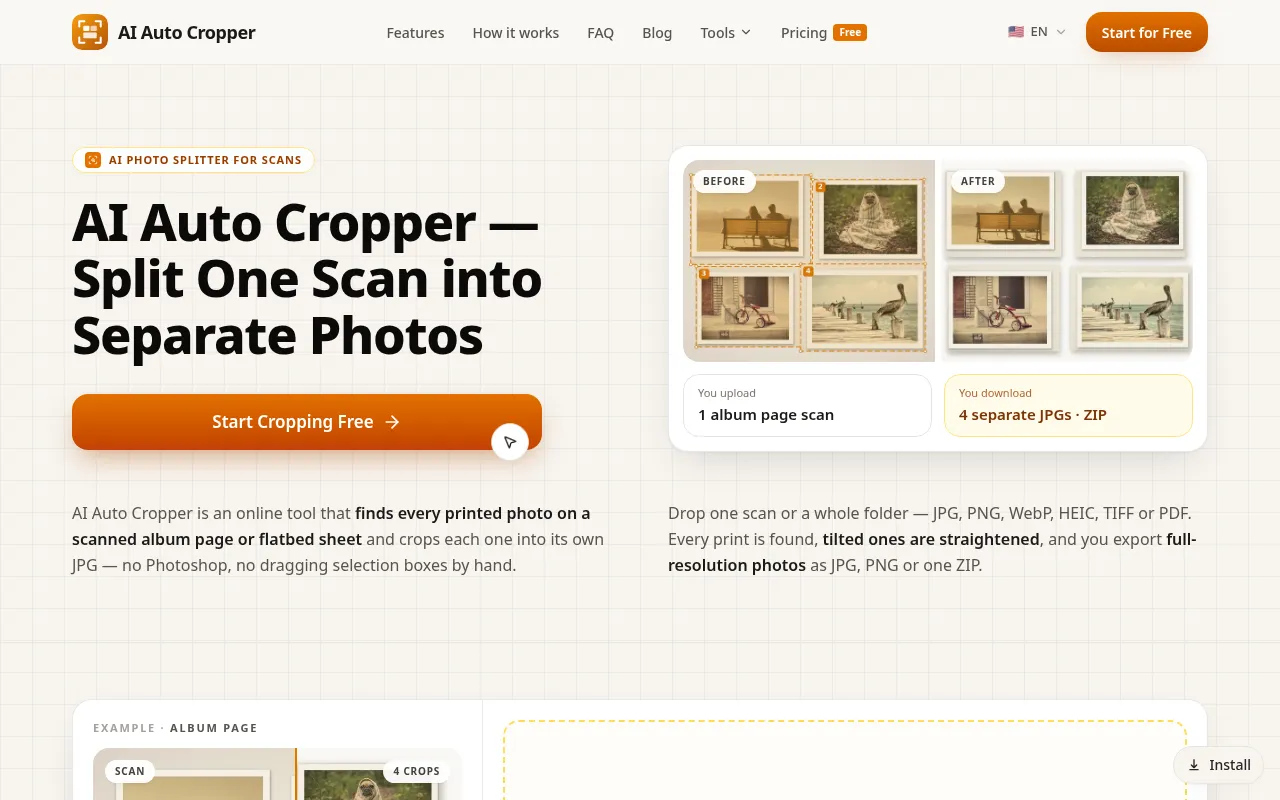 Screenshot of aiautocropper.com