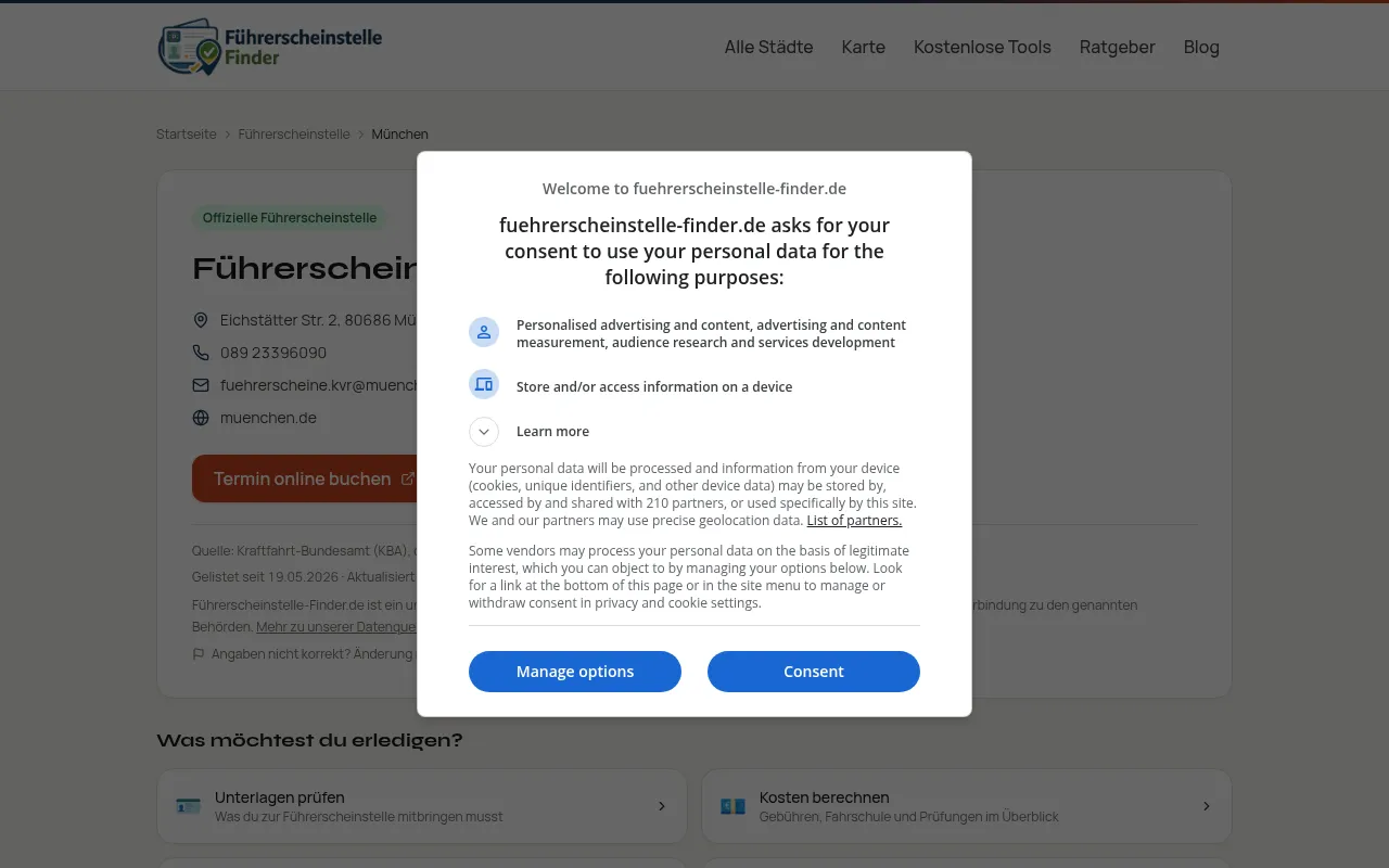Screenshot of fuehrerscheinstelle-finder.de