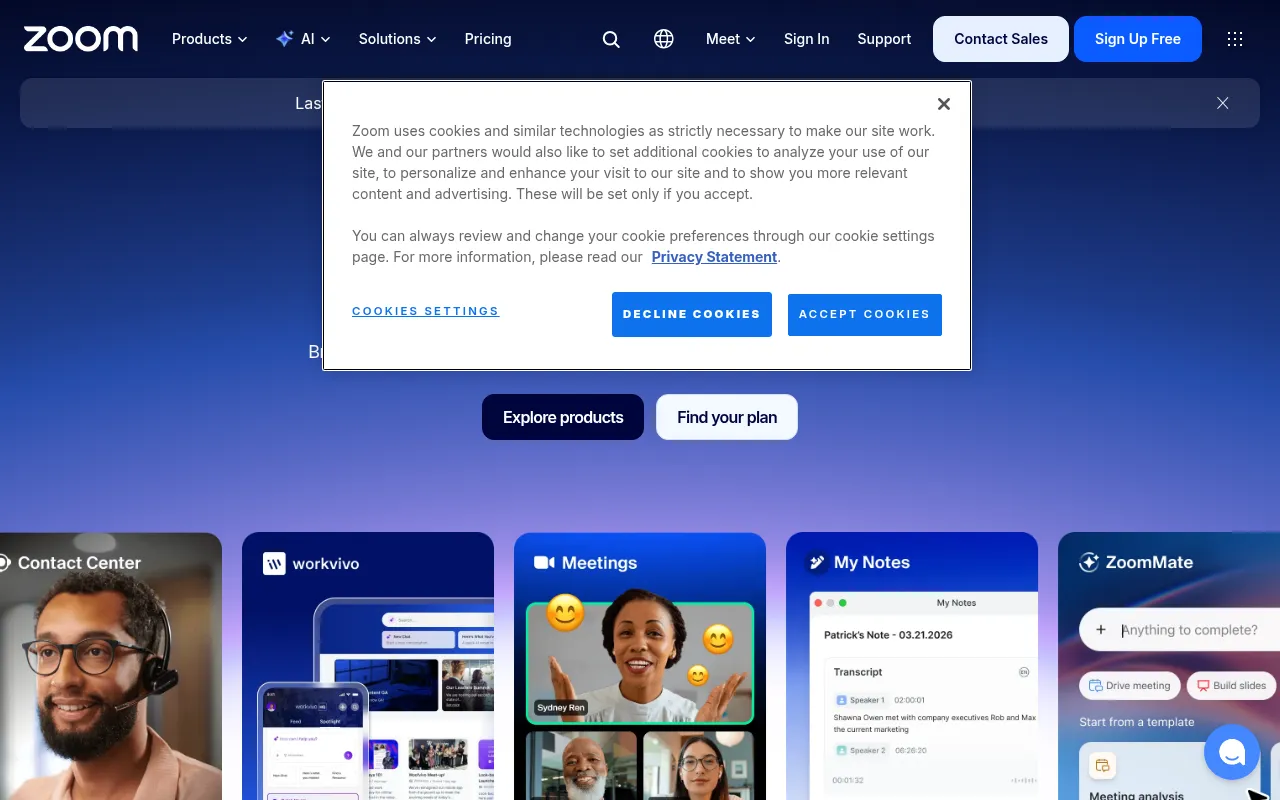 Screenshot of zoom.com