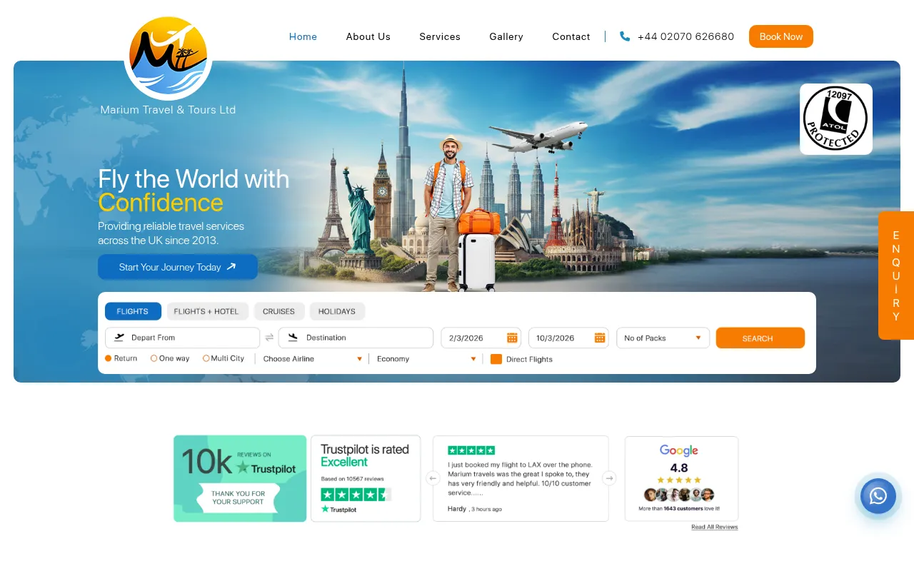 Screenshot of mariumtravel.co.uk