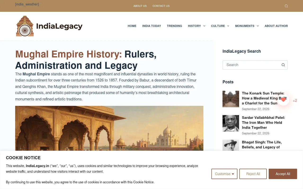 Screenshot of indialegacy.in