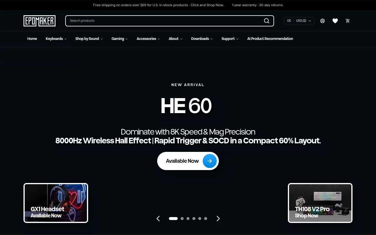 Screenshot of epomaker.com