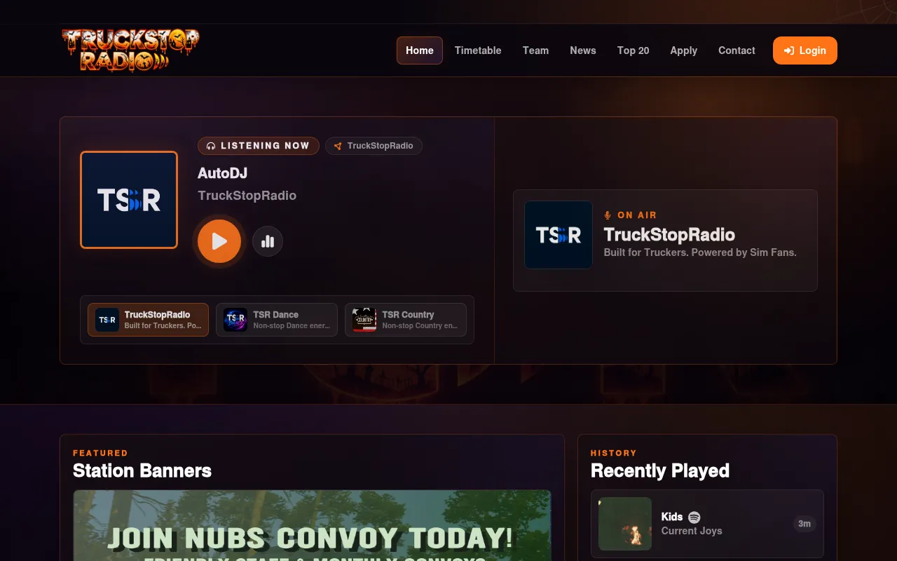 Screenshot of truckstopradio.co.uk