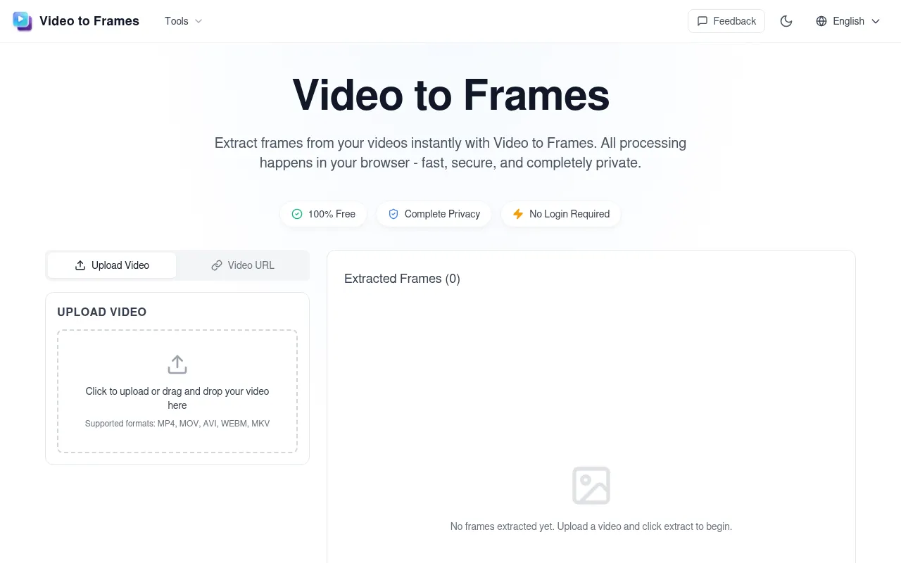 Screenshot of videotoframes.com