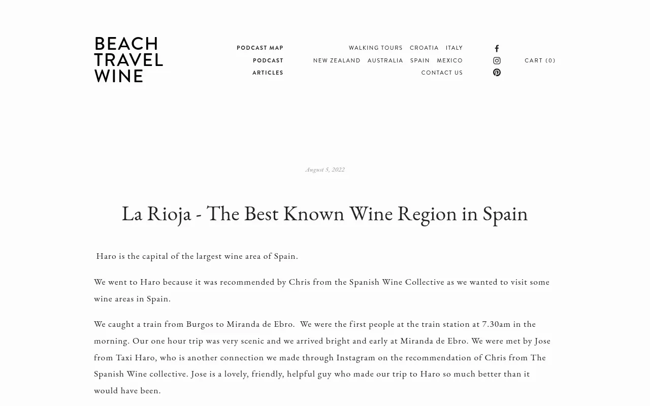 Screenshot of beachtravelwine.com