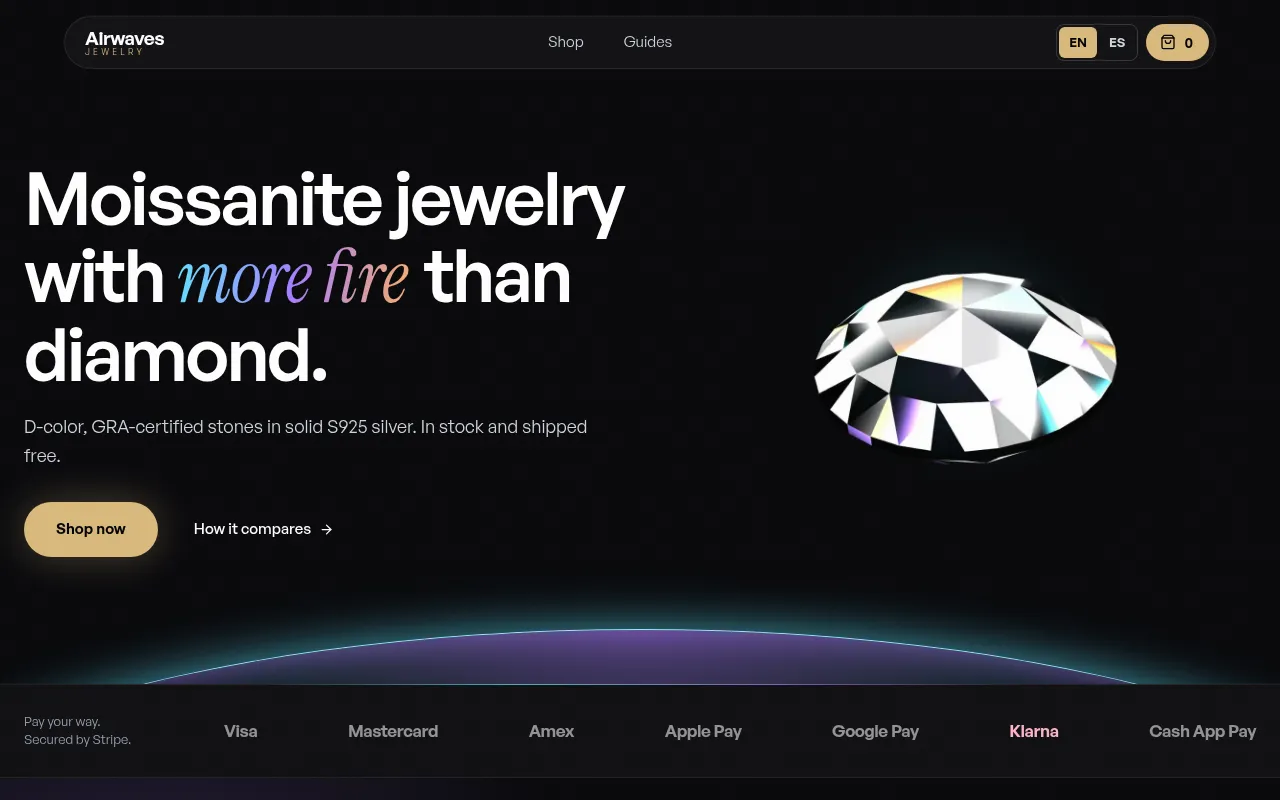 Screenshot of airwavesjewelry.com