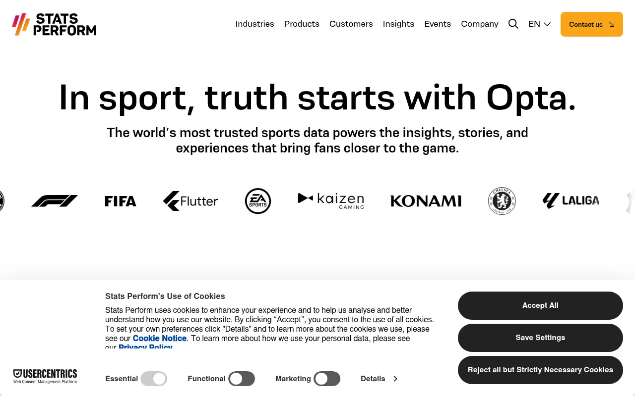 Screenshot of statsperform.com