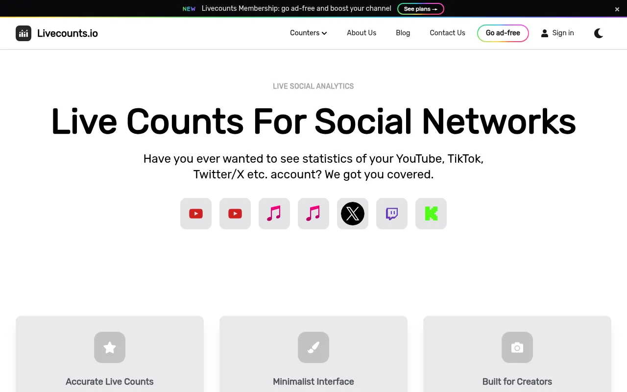 Screenshot of livecounts.io