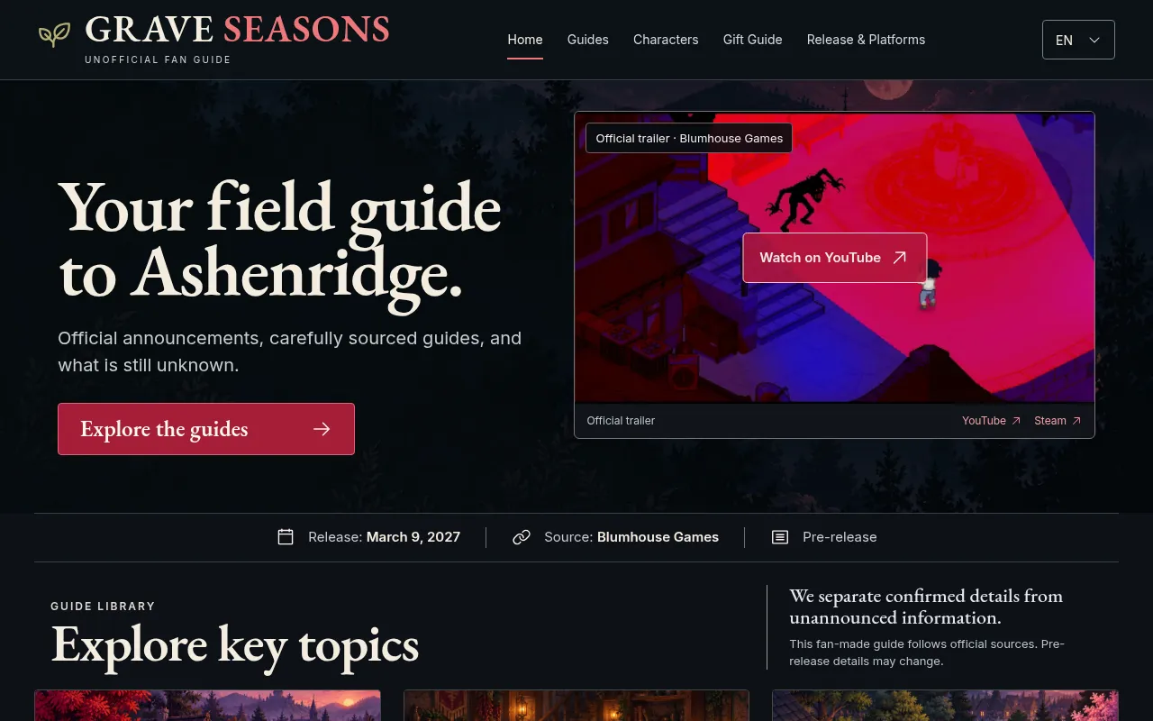 Screenshot of graveseasons.site