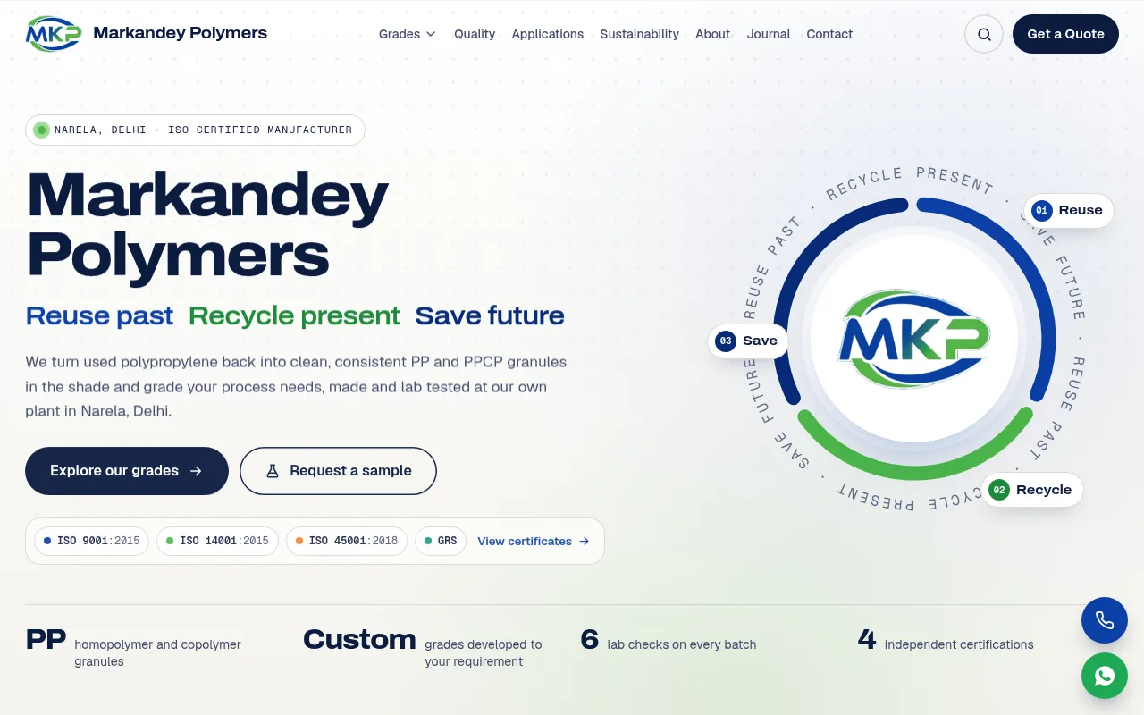 Screenshot of markandeypolymers.com