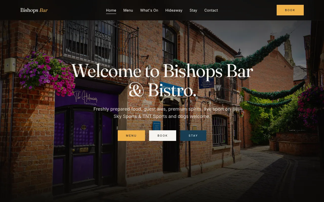 Screenshot of bishopsbarandbistro.co.uk