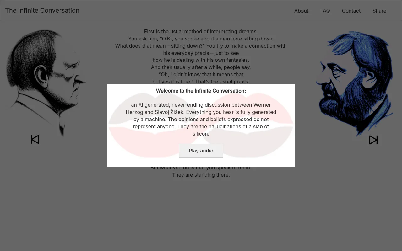 Screenshot of infiniteconversation.com