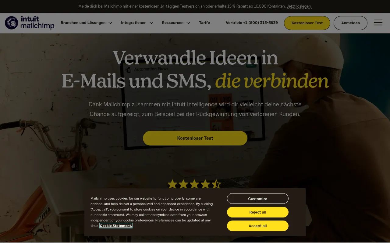 Screenshot of mailchimp.com