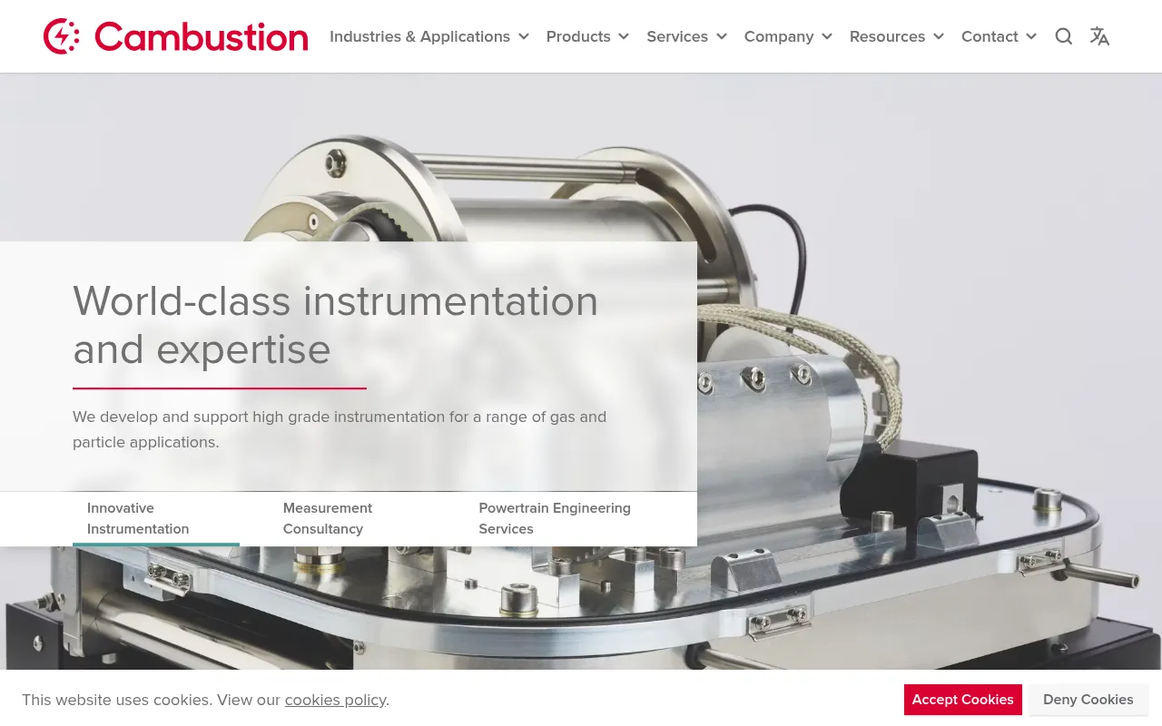 Screenshot of cambustion.com