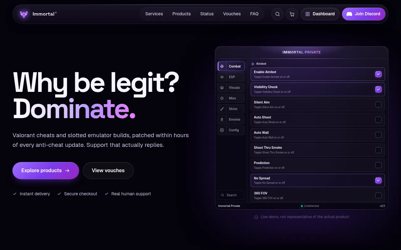 Screenshot of immortal-services.com