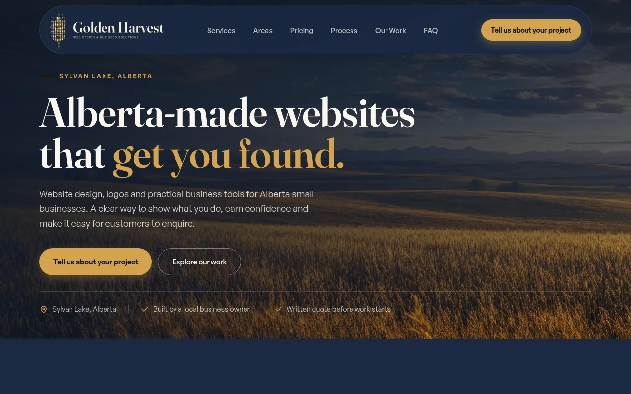 Screenshot of goldenharvestsolutions.com