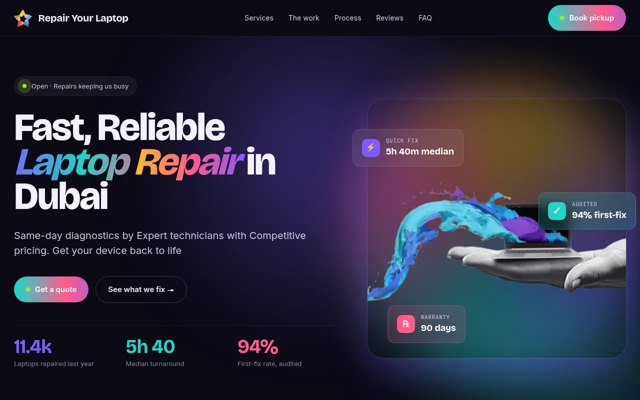 Screenshot of repairyourlaptop.ae