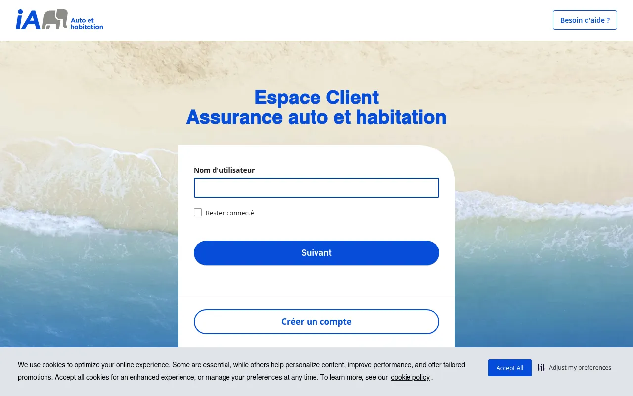 Screenshot of login.iaah.clients.ia.ca