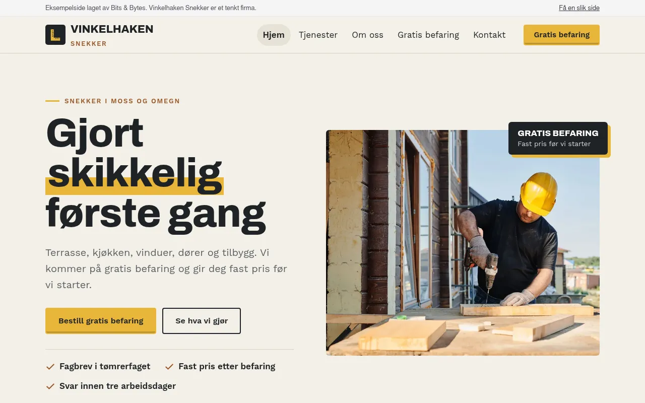 Screenshot of snekker.bitsandbytes.no