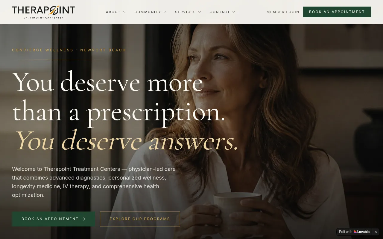 Screenshot of therapointusa.com