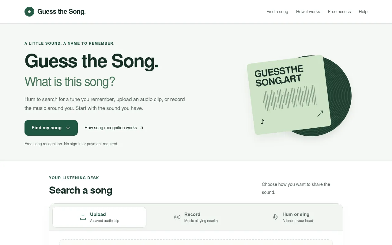 Screenshot of guessthesong.art