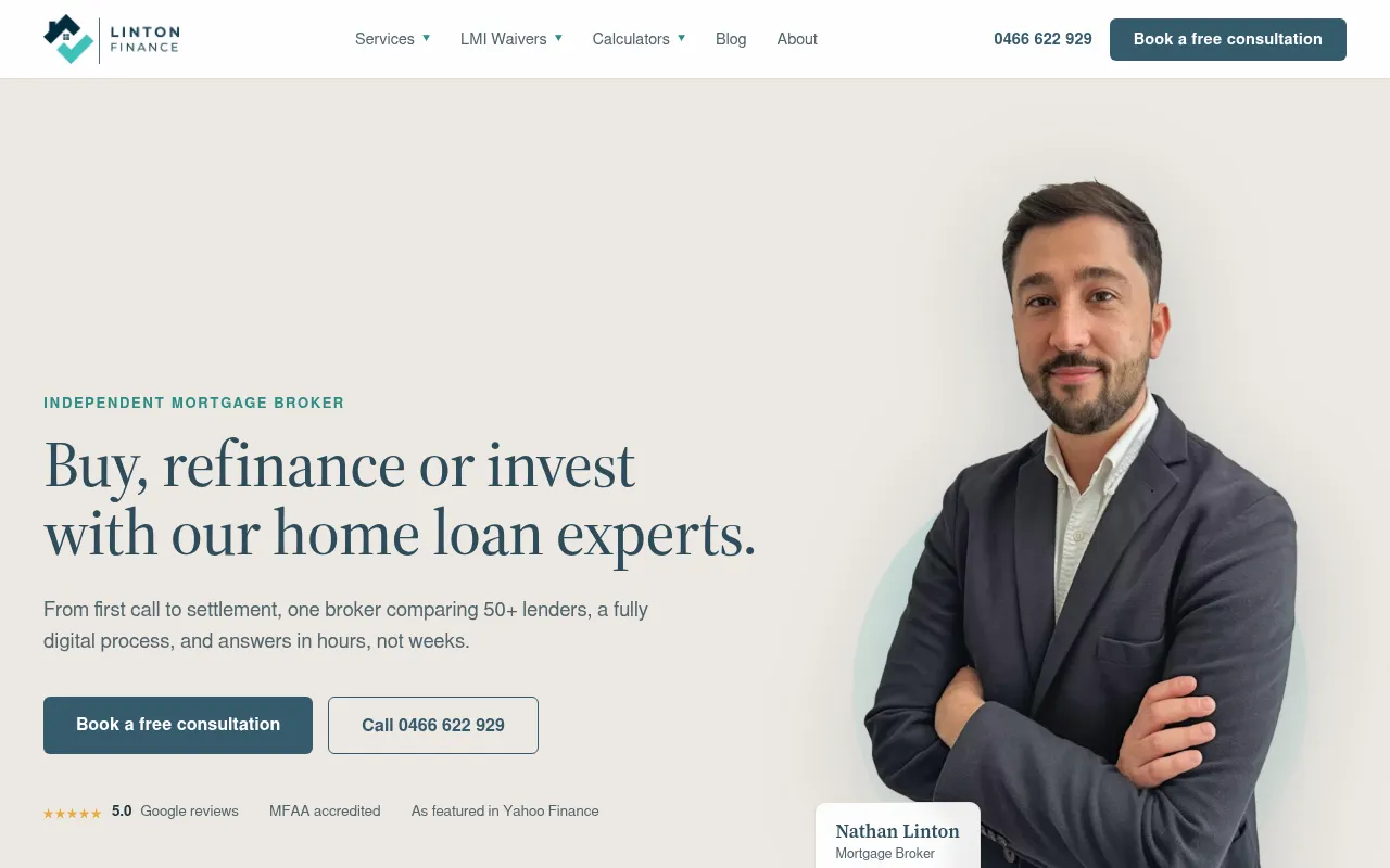 Screenshot of lintonfinance.com.au