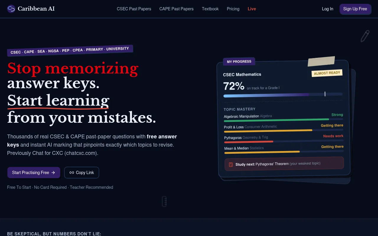 Screenshot of caribbeans.ai