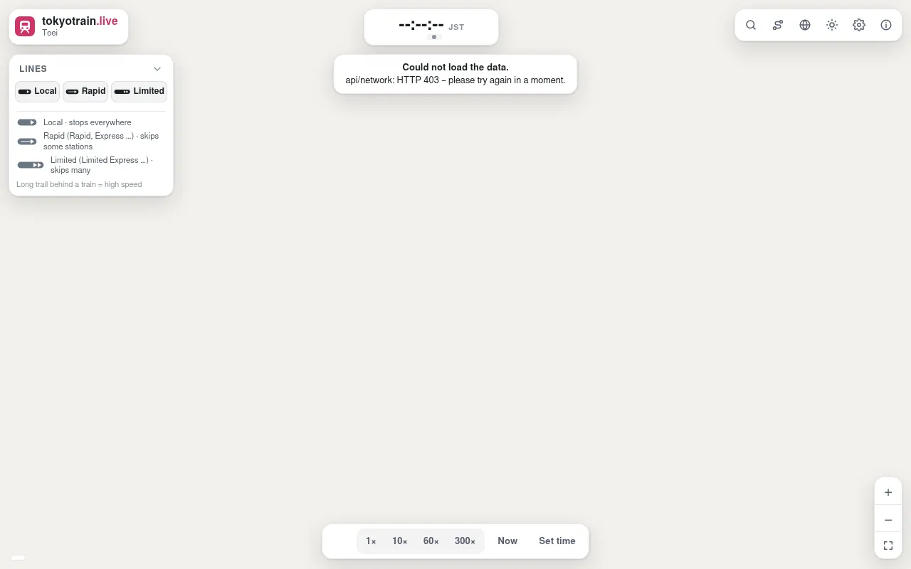 Screenshot of tokyotrain.live