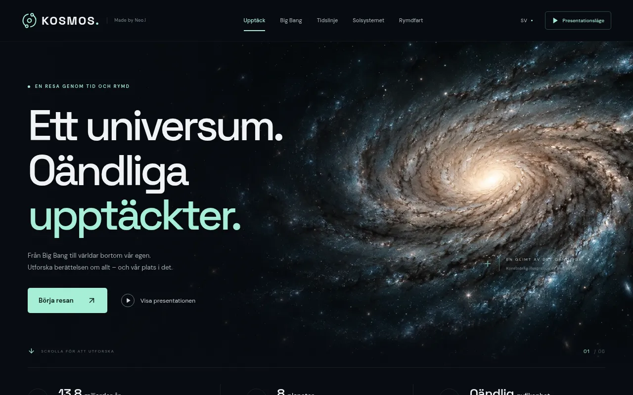 Screenshot of kosmos-bwjofjhe.manus.space