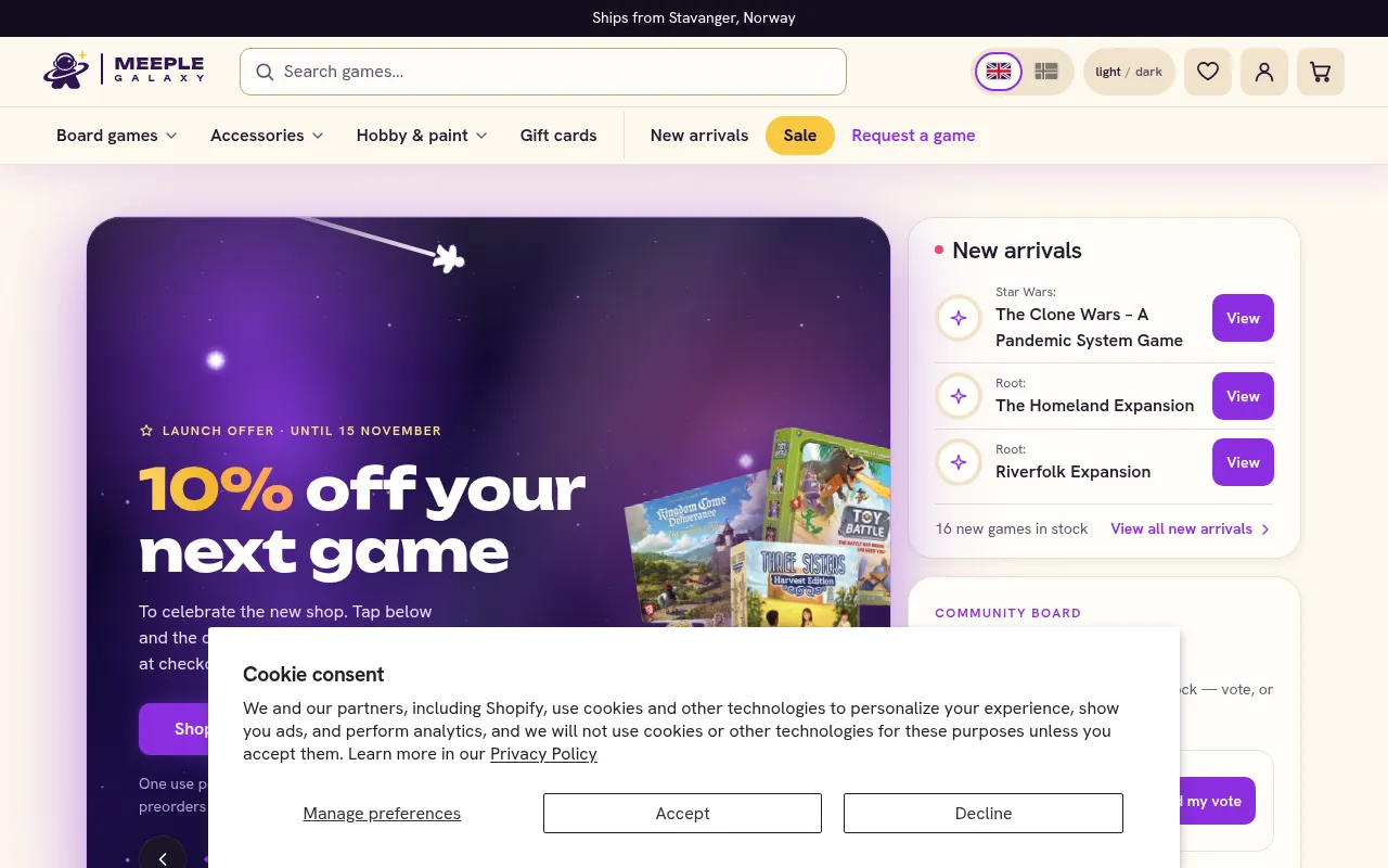 Screenshot of meeplegalaxy.com