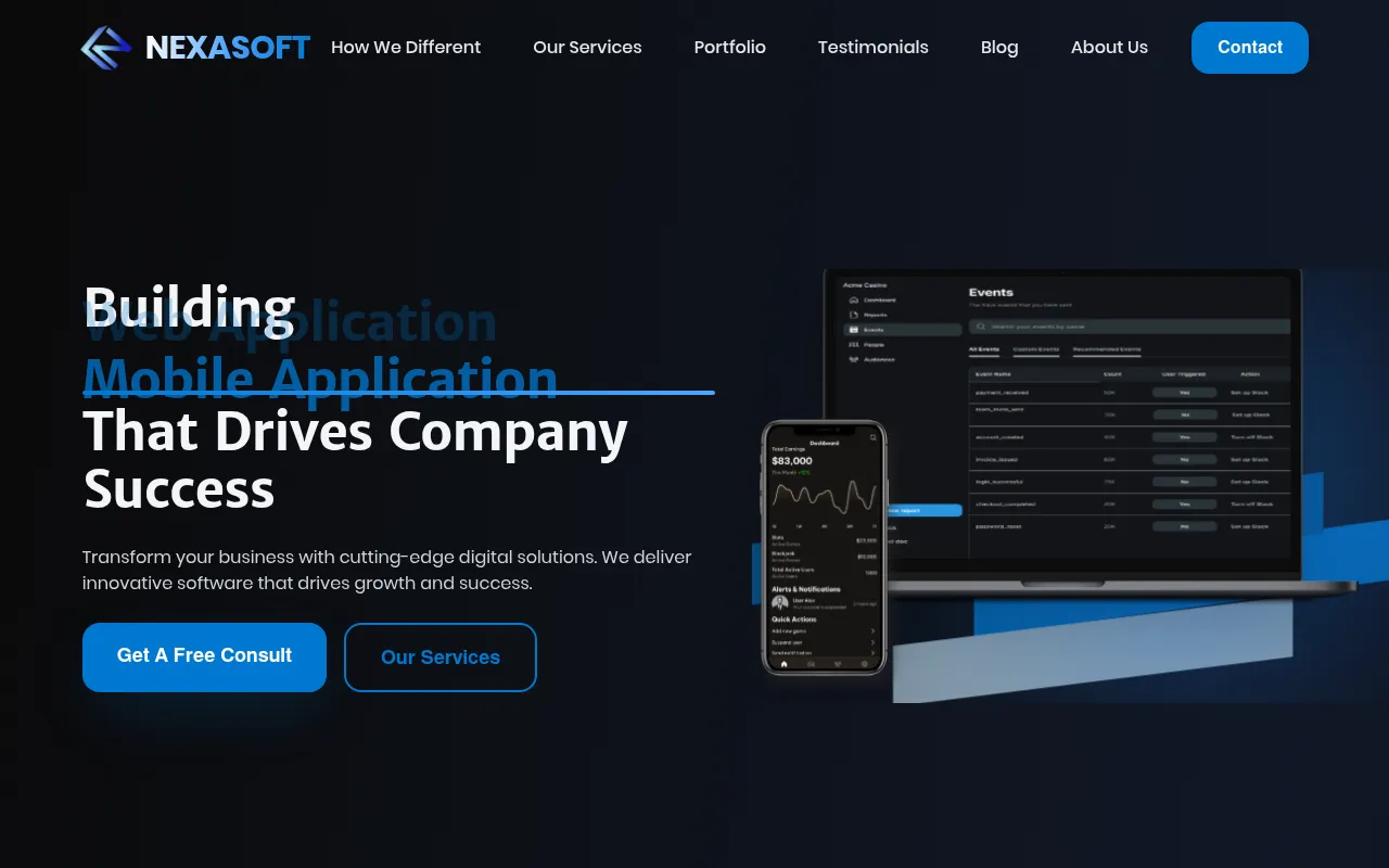 Screenshot of nexasoftinfotech.com
