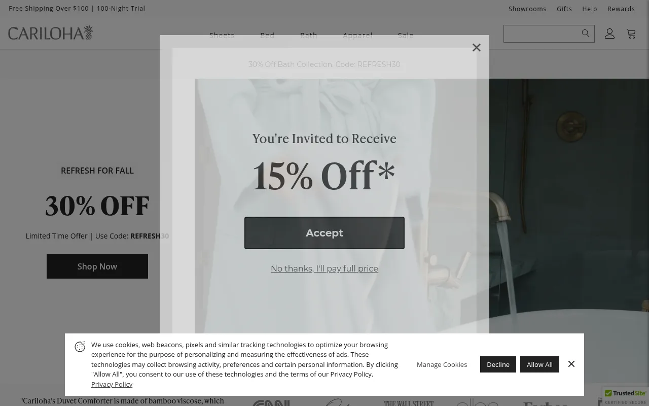 Screenshot of cariloha.com