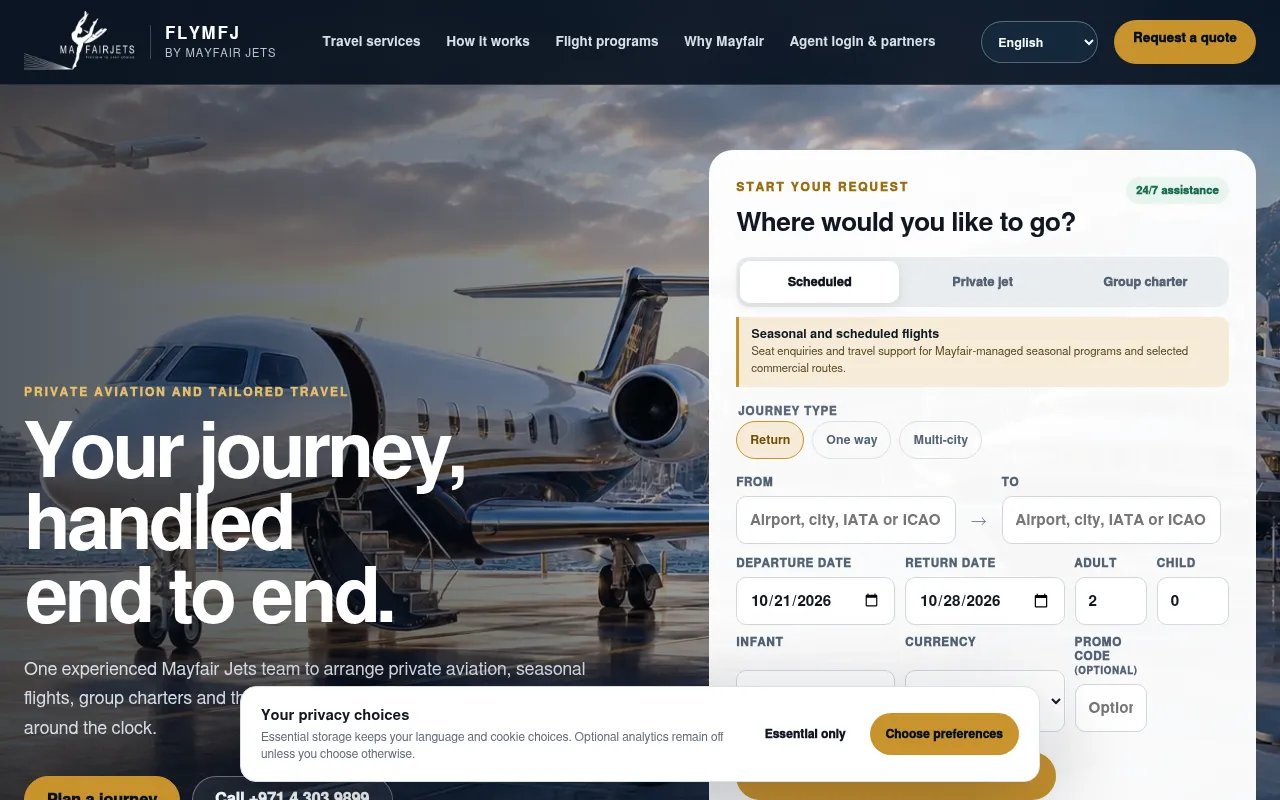 Screenshot of flymfj.com