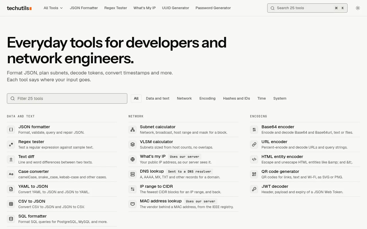 Screenshot of techutils.net
