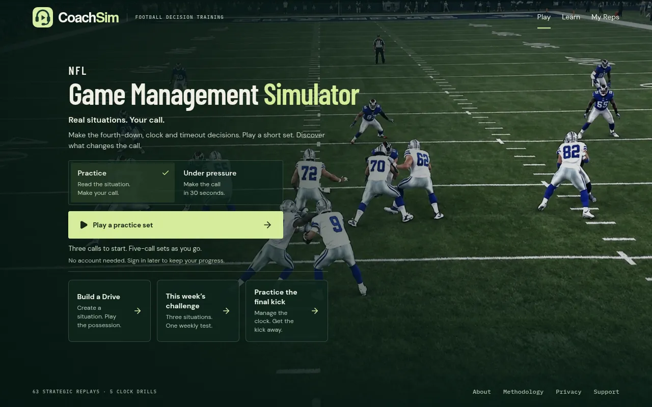 Screenshot of coachsim.app