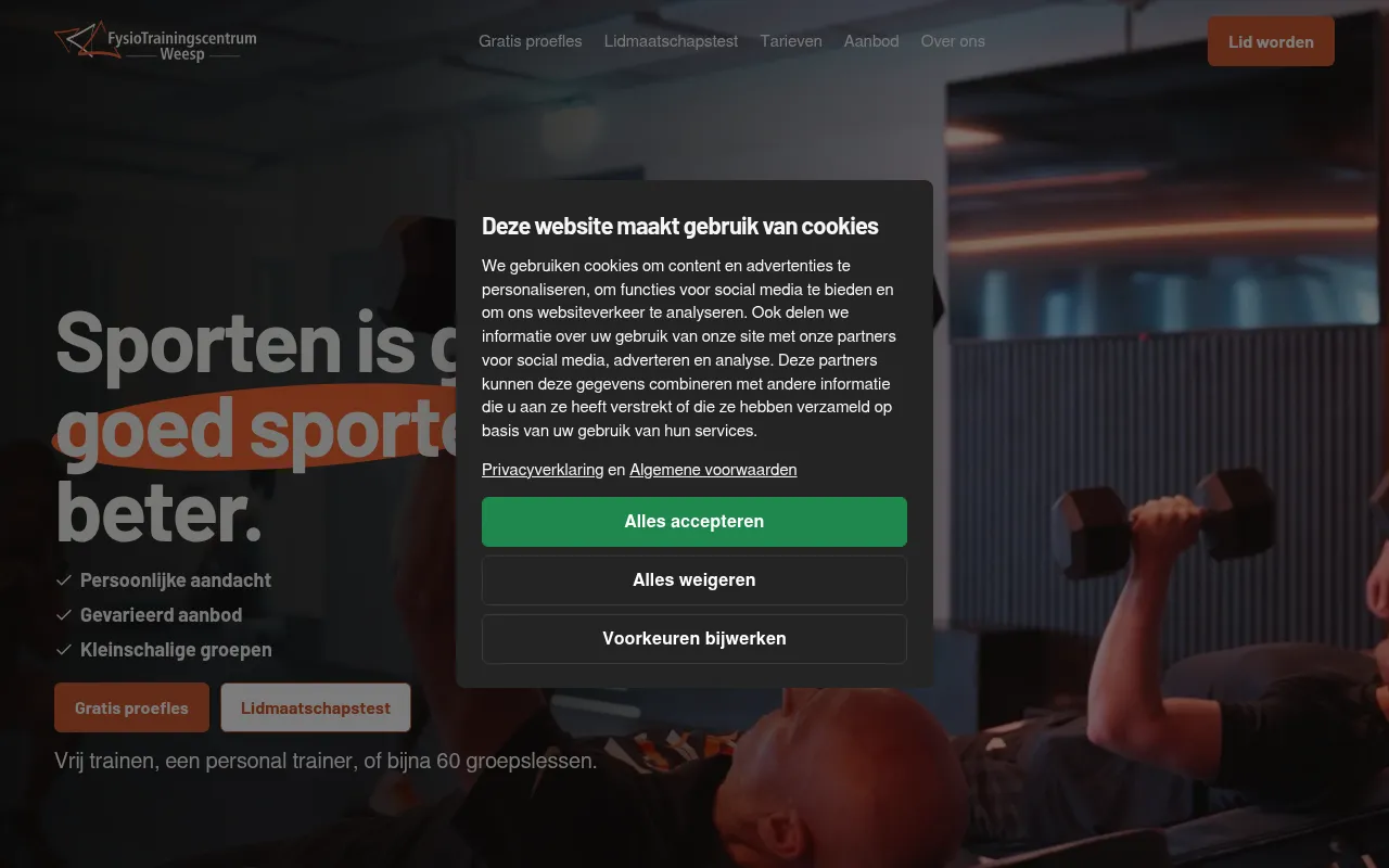Screenshot of fysiotrainingweesp.nl