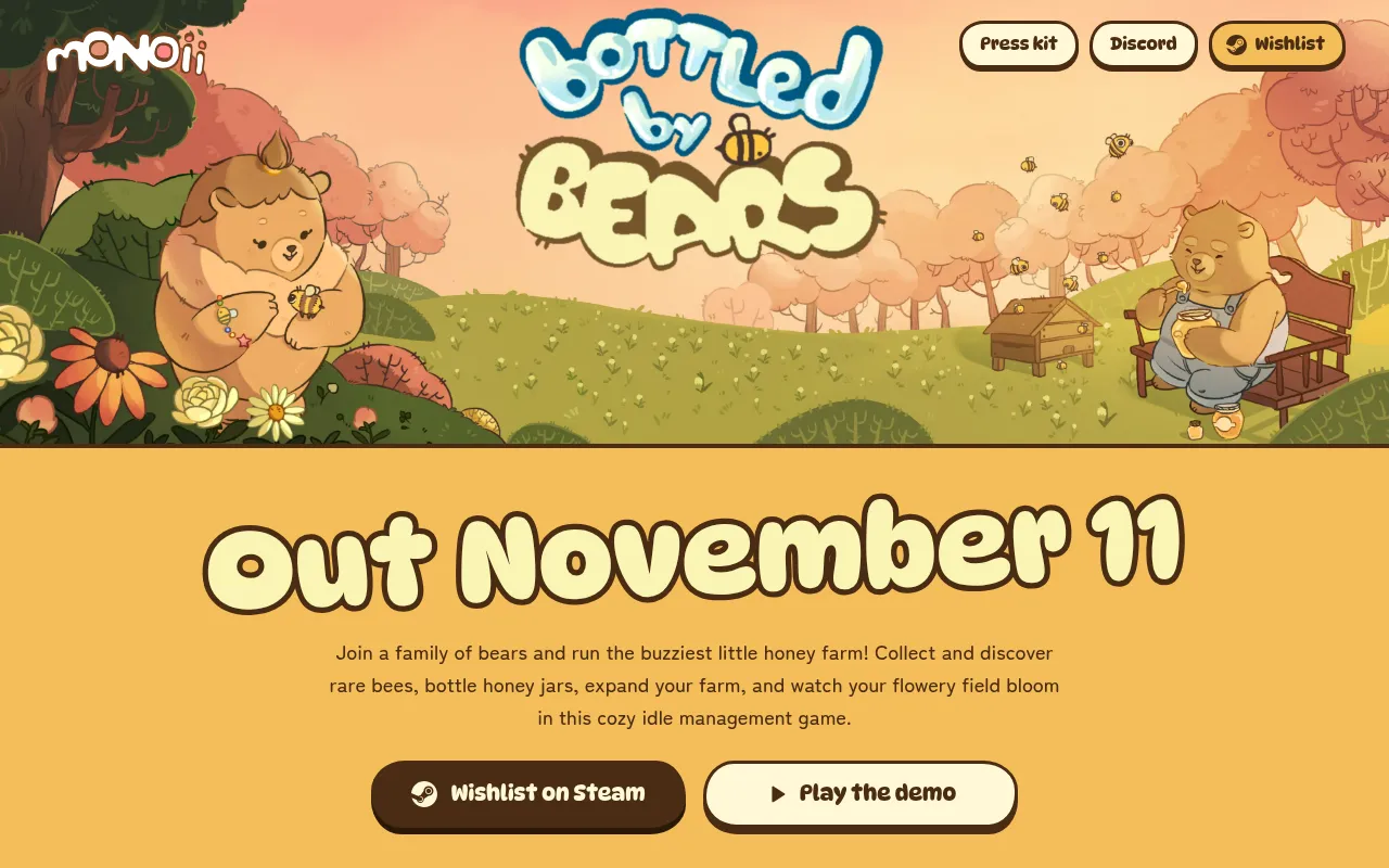 Screenshot of bottledbybears.com