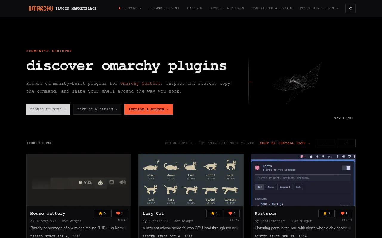 Screenshot of plugins.omarchy.org