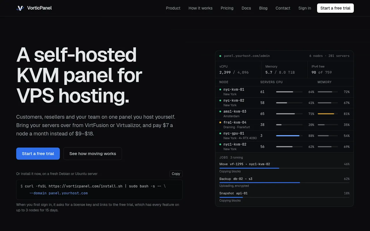 Screenshot of vorticpanel.com