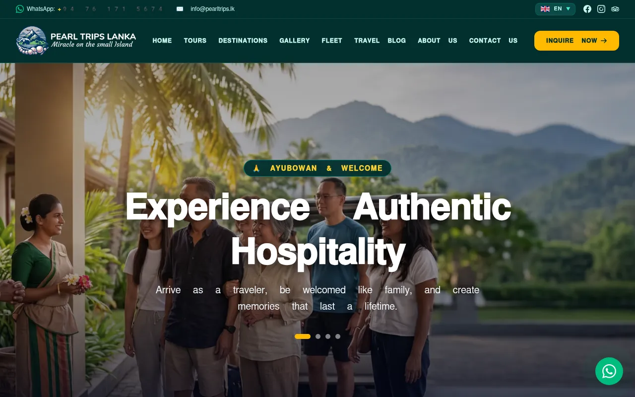 Screenshot of pearltripslanka.com