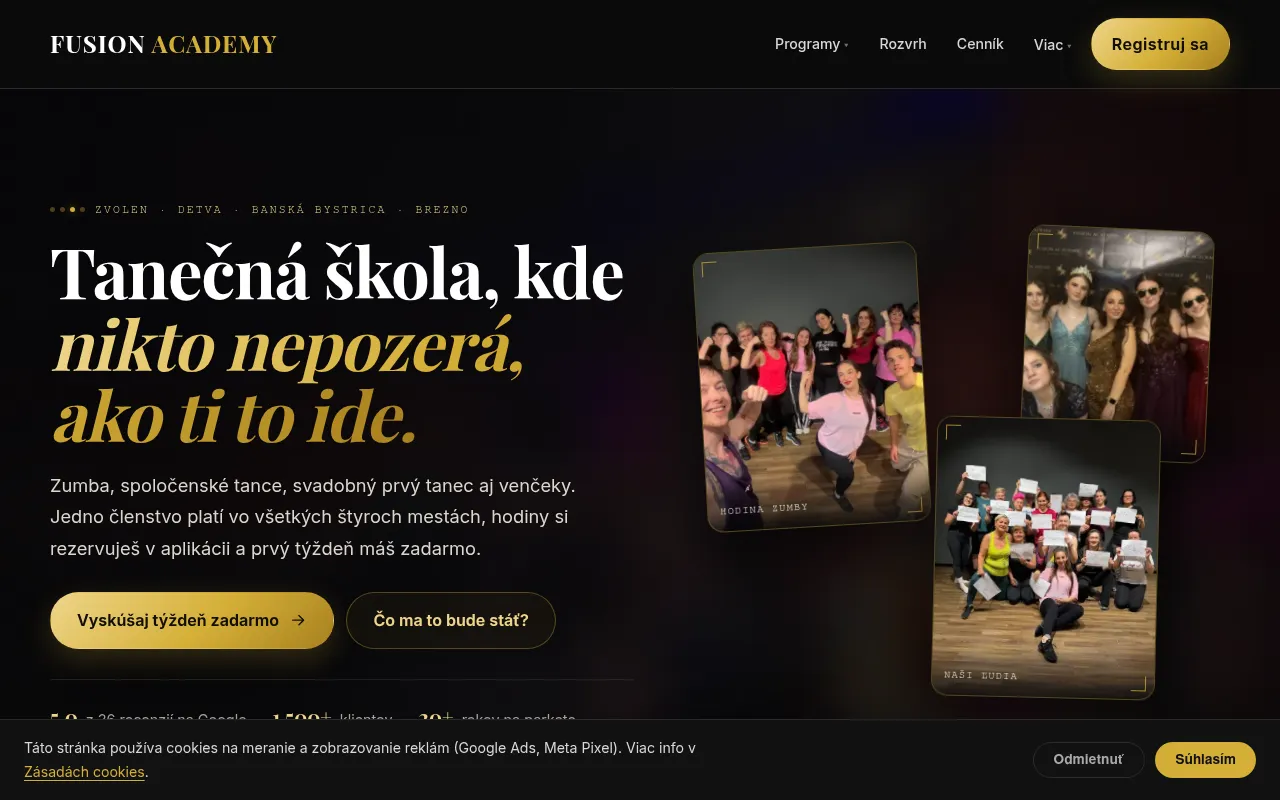 Screenshot of fusionacademy.sk