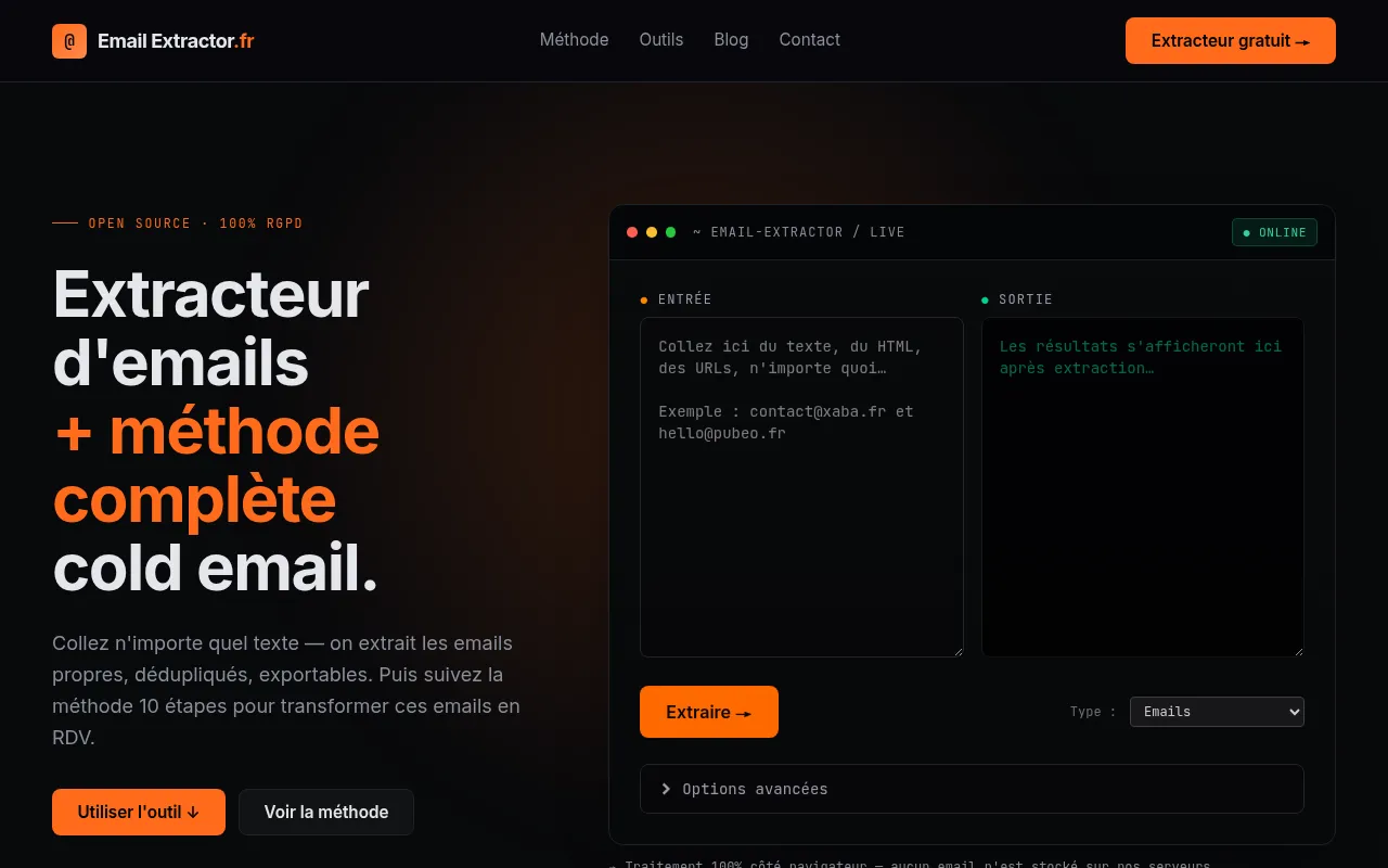 Screenshot of email-extractor.fr