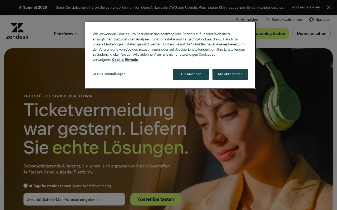 Screenshot of zendesk.de