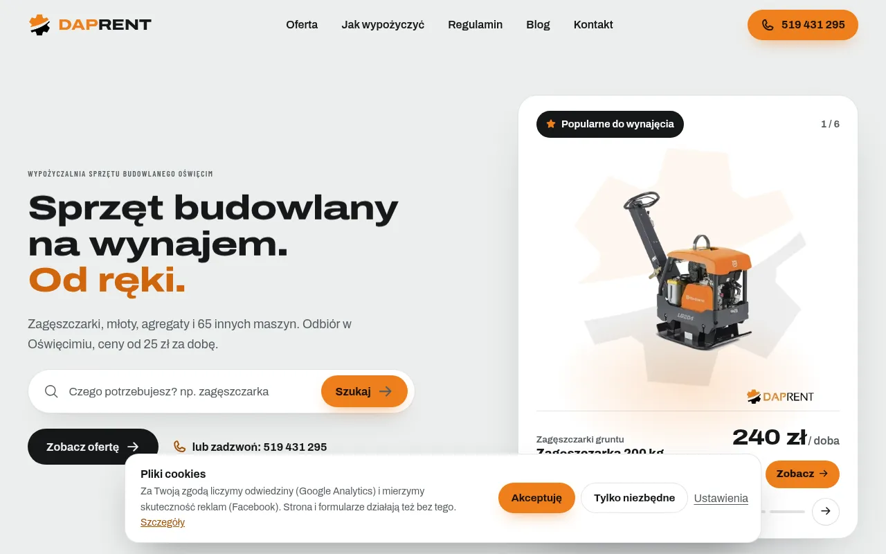Screenshot of daprent.pl