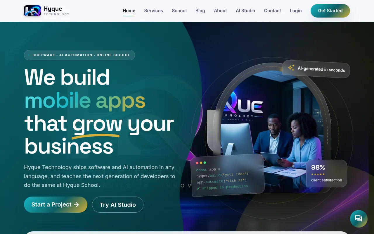 Screenshot of hyquetech.com
