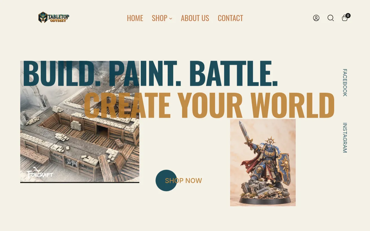 Screenshot of tabletopodyssey.co.uk