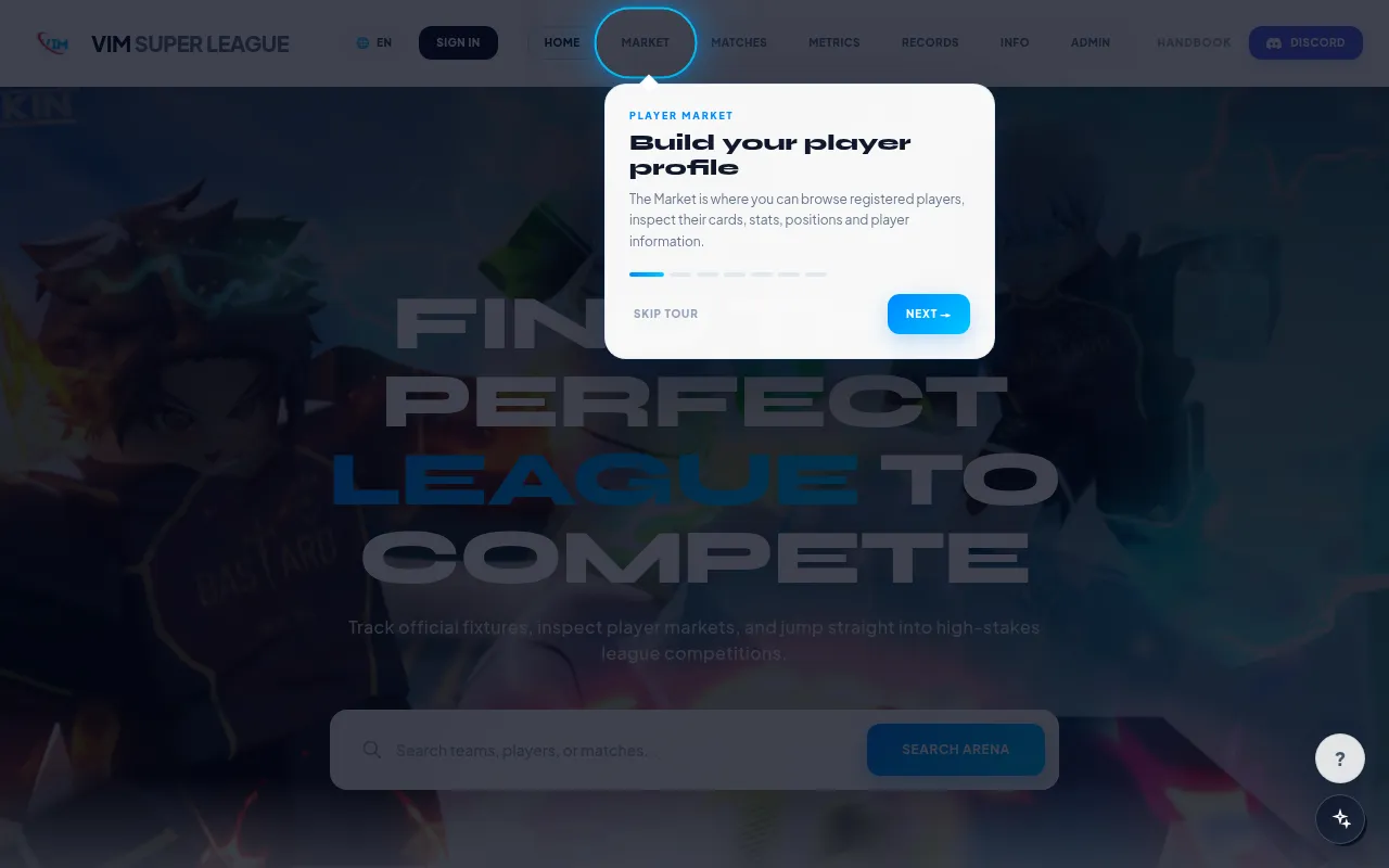 Screenshot of vimsuperleagueweb.onrender.com