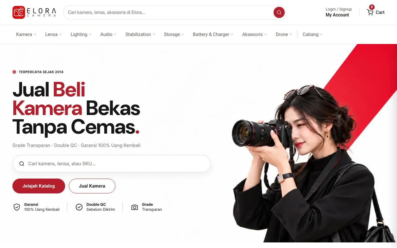 Screenshot of eloracamera.com