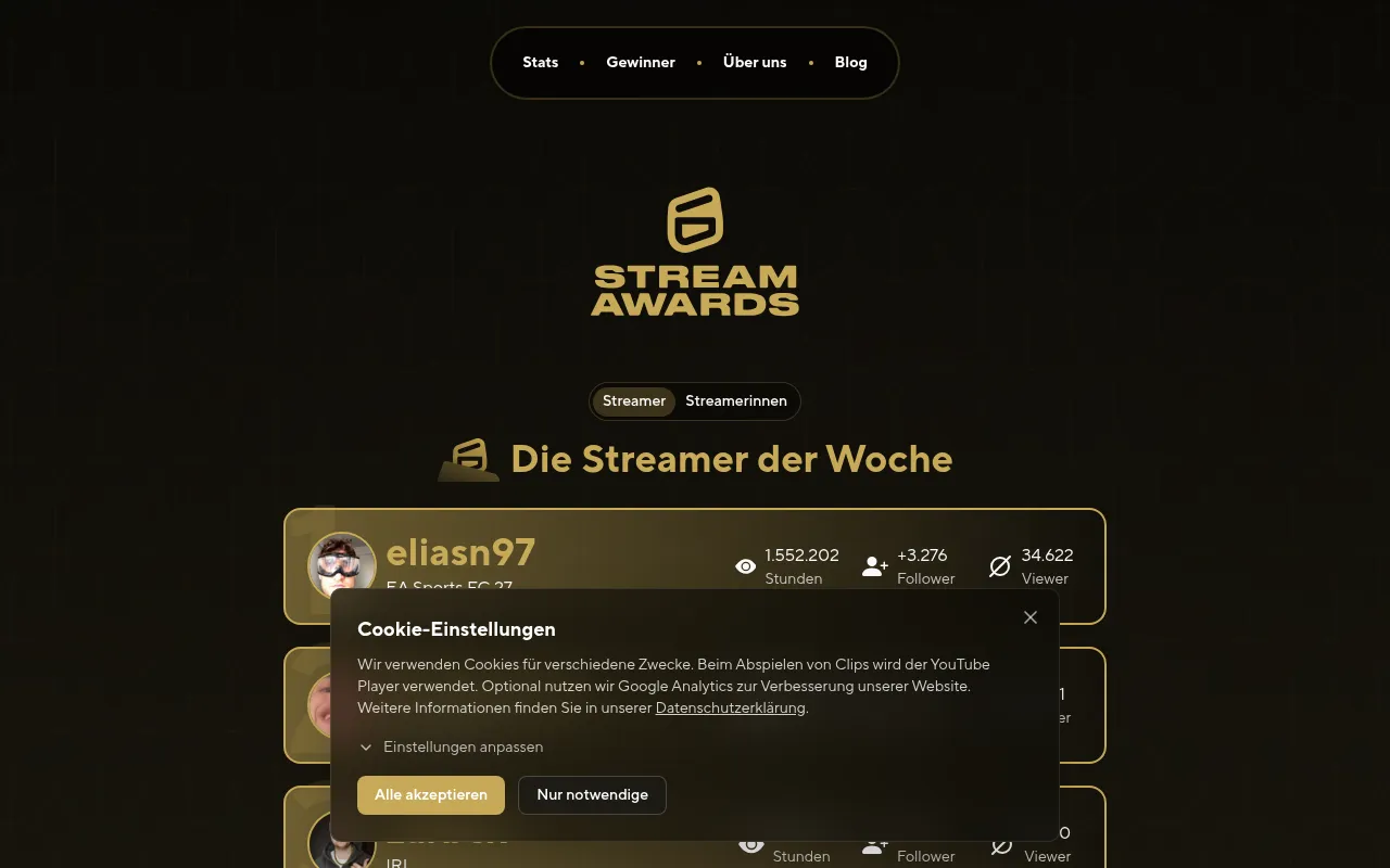 Screenshot of streamawards.de
